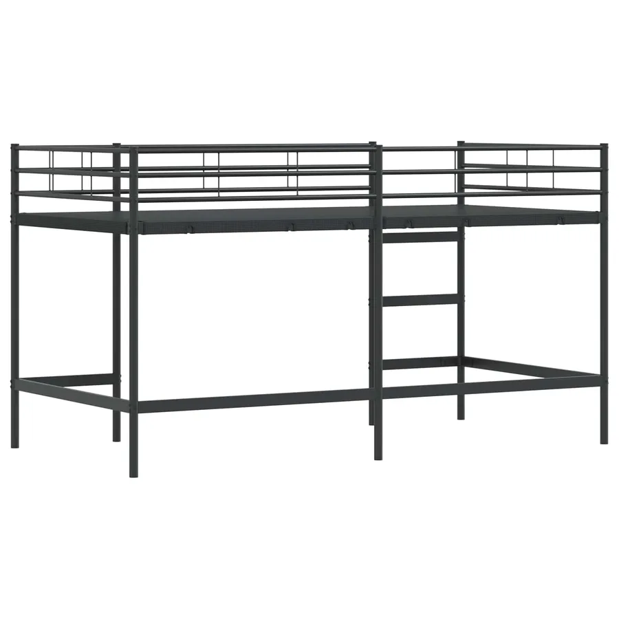 Lit mezzanine pour enfants Uni Noir 90 x 200 cm Acier - 7