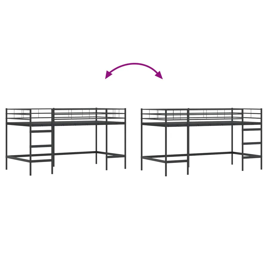 Lit mezzanine pour enfants Uni Noir 90 x 200 cm Acier - 9