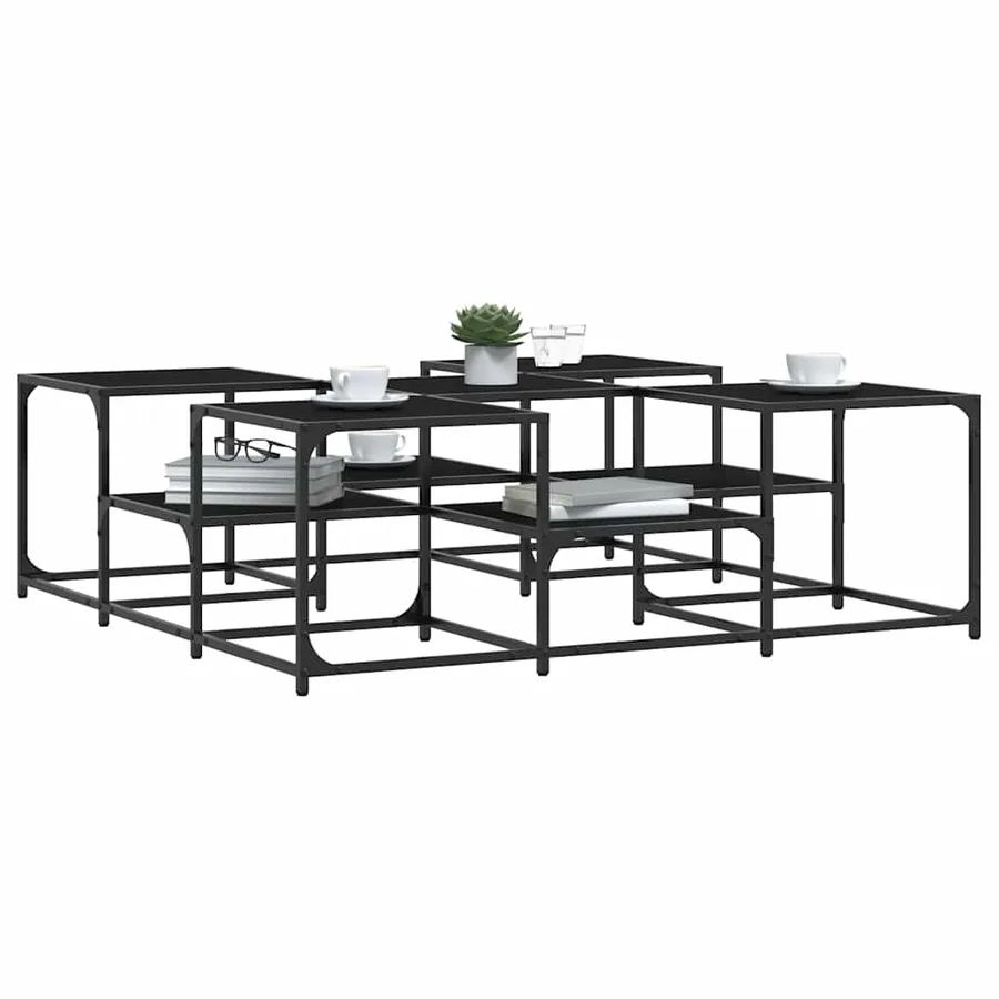 Table basse noir 121x121x40cm Bois d'ingénierie - 4