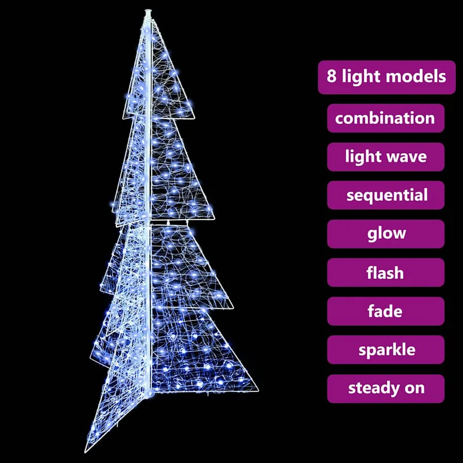 Sapin de Noël avec 240 LED Blanc Froid 180 cm Acrylique - 9