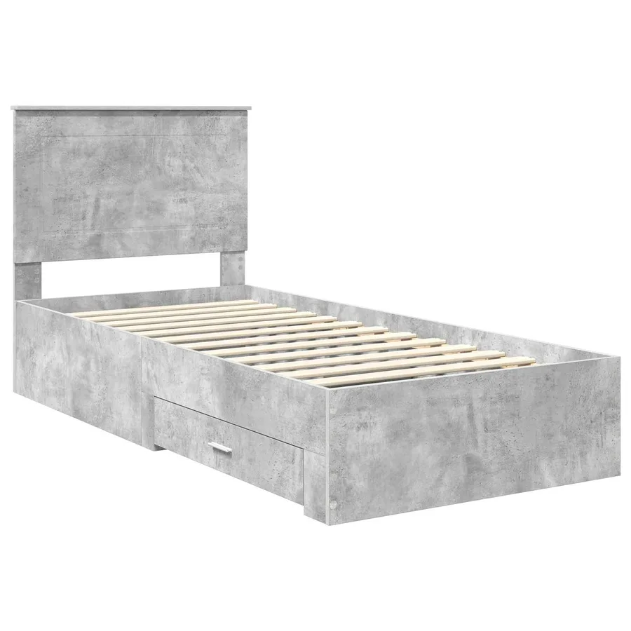 Cadre de lit Gris Béton et Argent 75 x 190 cm Bois d'ingénierie - 4