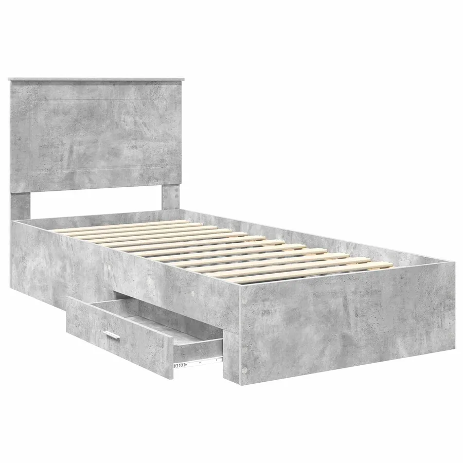 Cadre de lit Gris Béton et Argent 75 x 190 cm Bois d'ingénierie - 5