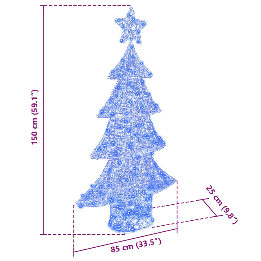 Sapin de Noël avec 160 LED Bleu 150 cm Acrylique - 10