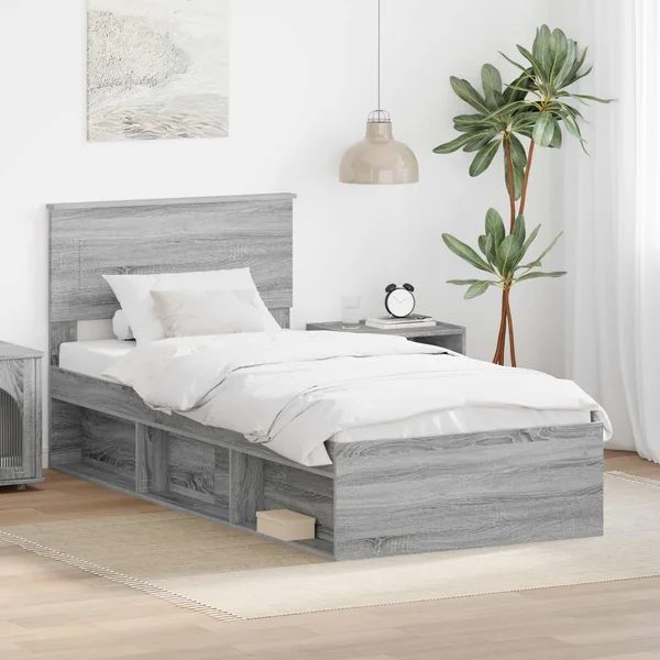 Cadre de lit Gris Sonoma 75 x 190 cm Bois d'ingénierie