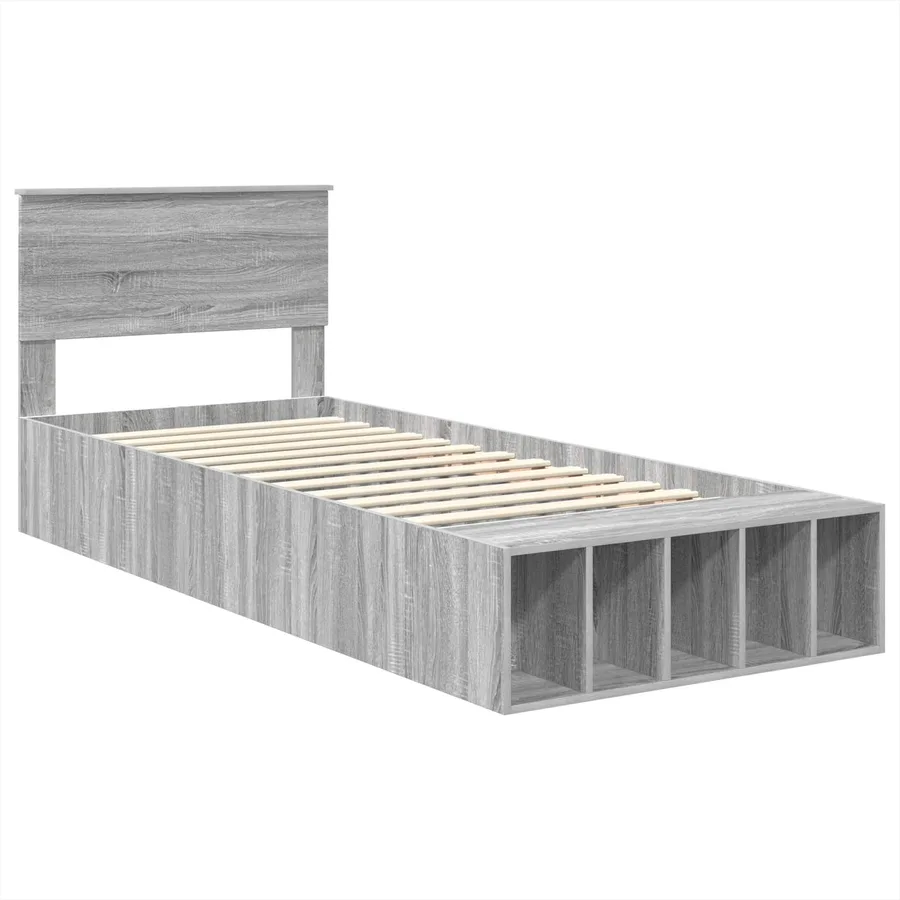 Cadre de lit Gris Sonoma 75 x 190 cm Bois d'ingénierie - 4