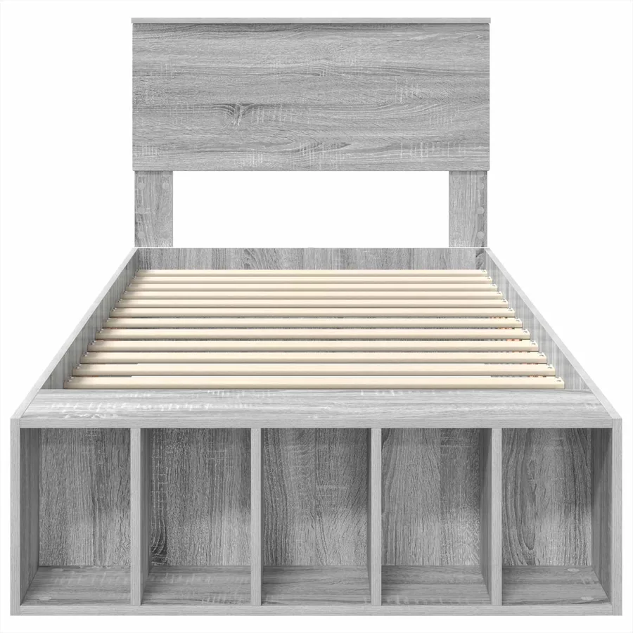 Cadre de lit Gris Sonoma 75 x 190 cm Bois d'ingénierie - 7