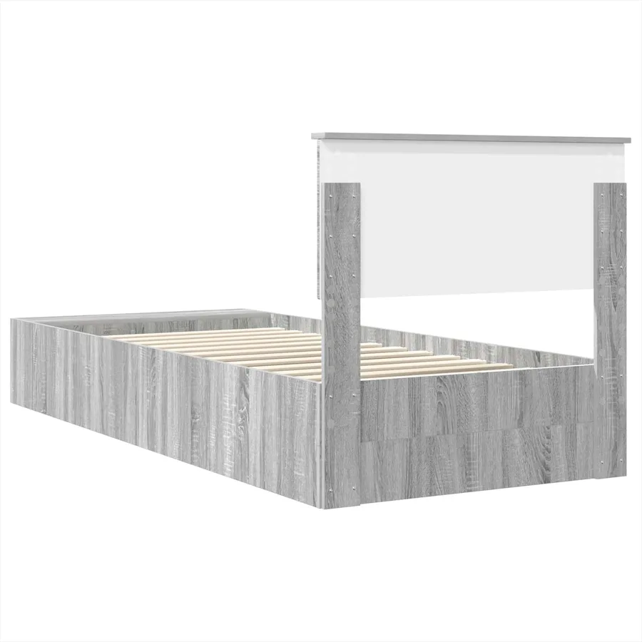 Cadre de lit Gris Sonoma 75 x 190 cm Bois d'ingénierie - 9