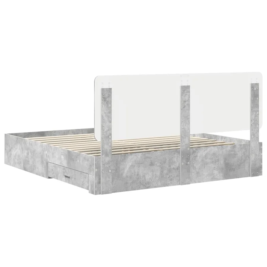 Cadre de lit Gris béton 200 x 200 cm Bois d'ingénierie - 8