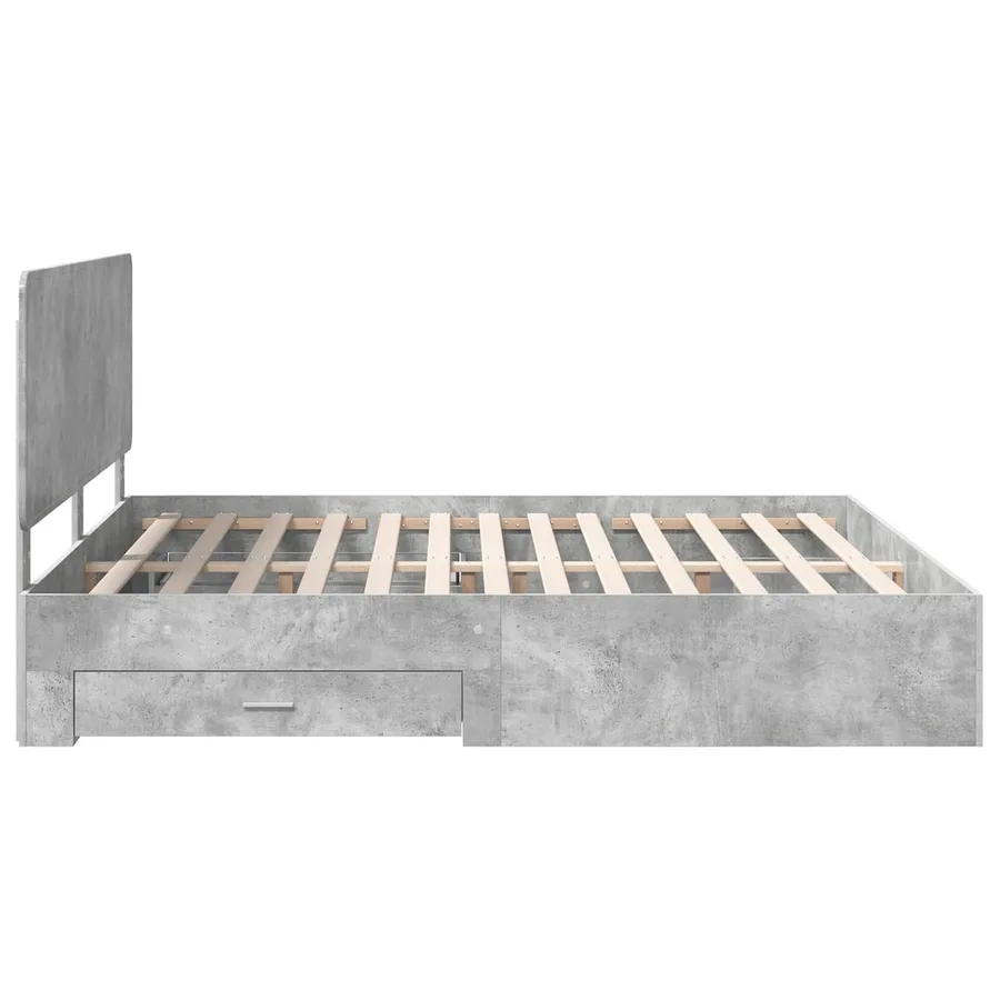 Cadre de lit Gris béton 200 x 200 cm Bois d'ingénierie - 9