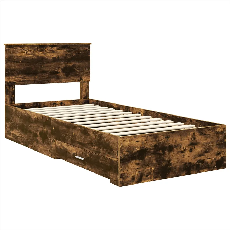 Cadre de lit Chêne Fumé et Argent 75 x 190 cm Bois d'ingénierie - 4