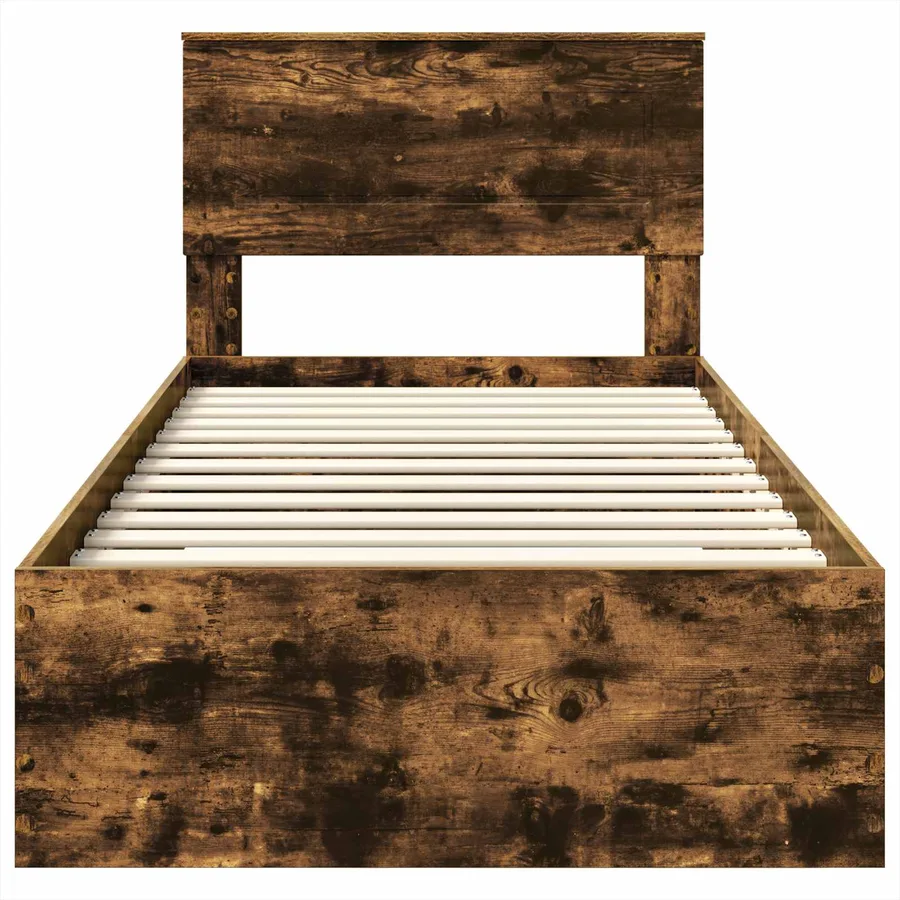 Cadre de lit Chêne Fumé et Argent 75 x 190 cm Bois d'ingénierie - 7