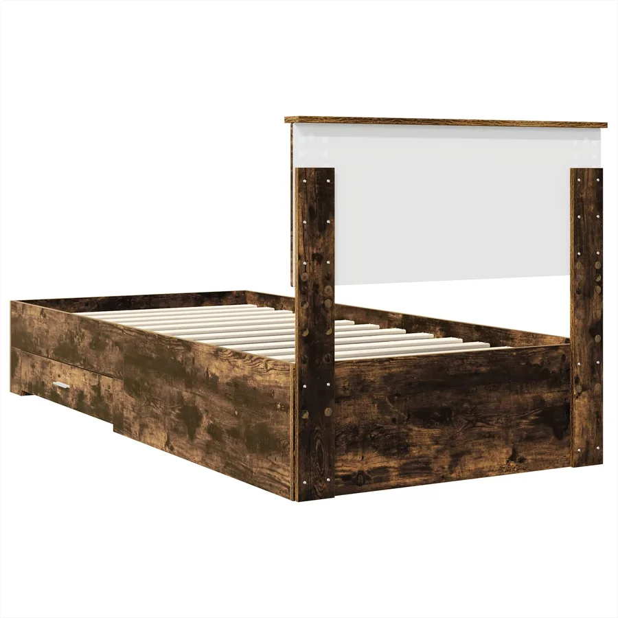 Cadre de lit Chêne Fumé et Argent 75 x 190 cm Bois d'ingénierie - 9