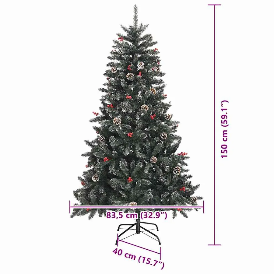 Sapin de Noël artificiel Vert 150 cm PVC, plastique et acier - 16