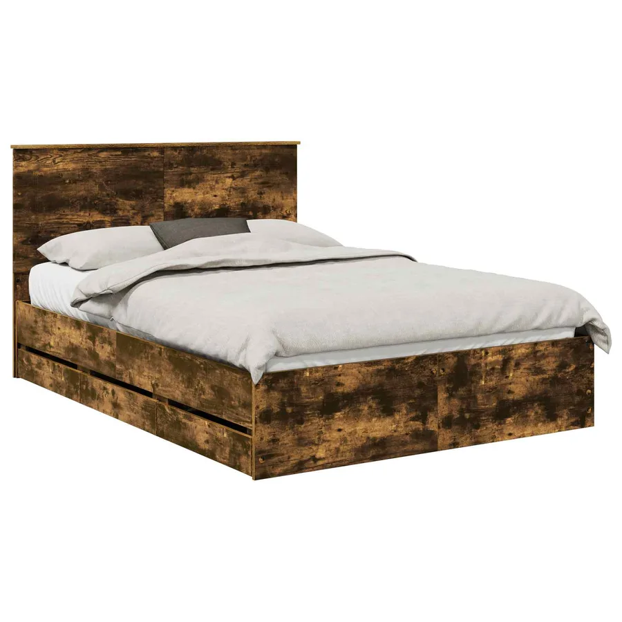 Cadre de lit Chêne fumé 140 x 190 cm Bois Ingénierie - 2