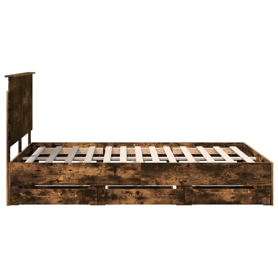 Cadre de lit Chêne fumé 140 x 190 cm Bois Ingénierie - 9