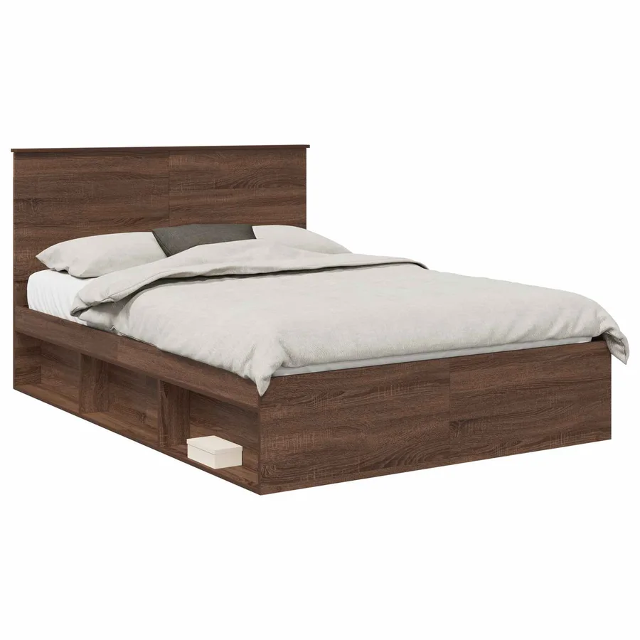 Cadre de lit Chêne brun 140 x 200 cm Bois de pin massif - 2
