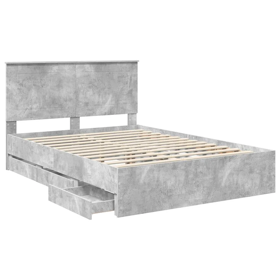 Cadre de lit Gris béton 140 x 200 cm Bois Ingénierie - 5