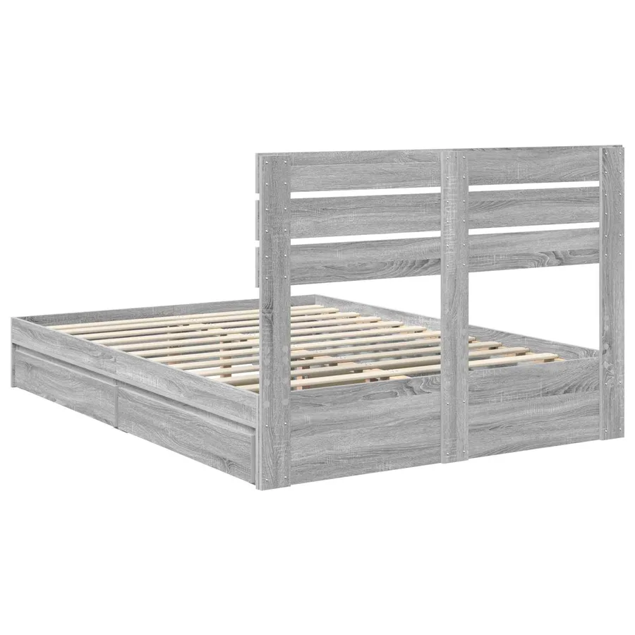 Lit de Rangement Gris Sonoma 160 x 200 cm Bois d'ingénierie - 10
