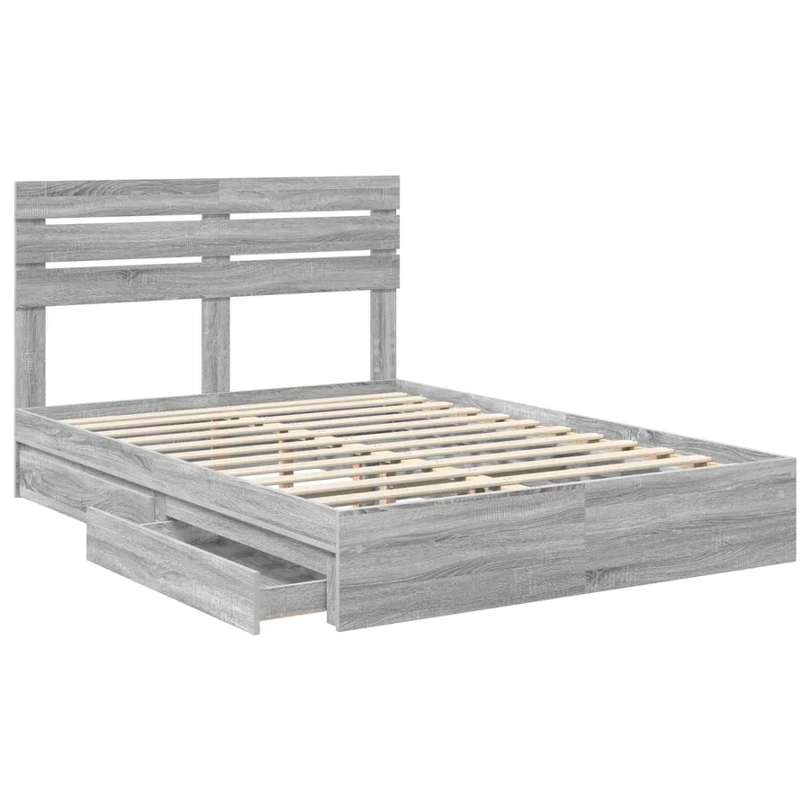 Lit de Rangement Gris Sonoma 160 x 200 cm Bois d'ingénierie - 5
