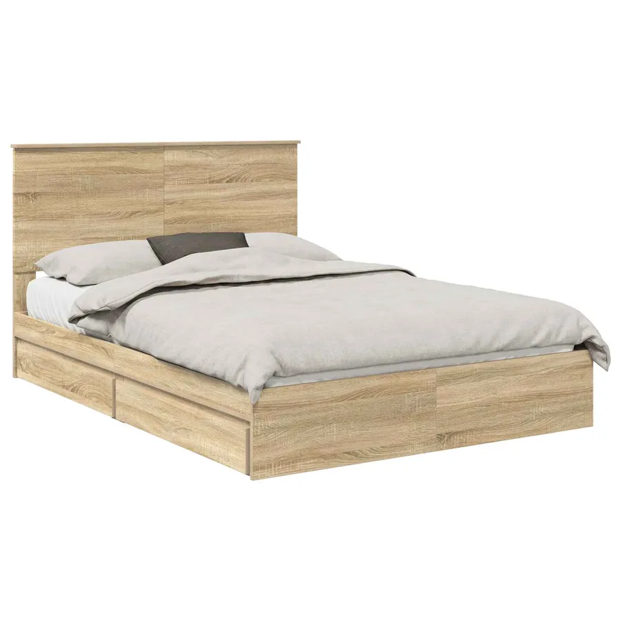 Lit de Rangement Chêne Sonoma 140 x 200 cm Bois d'ingénierie - 2