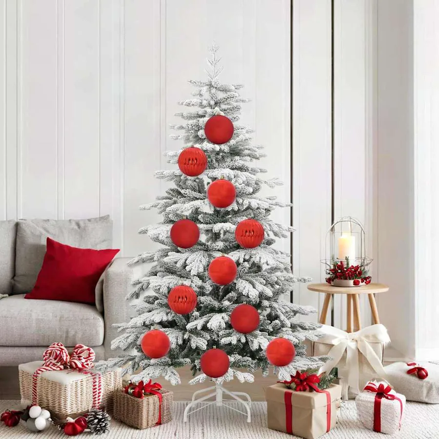 Ensemble de Boules de Noël XL 9 pcs Rouge Ø 15 cm Plastique LED