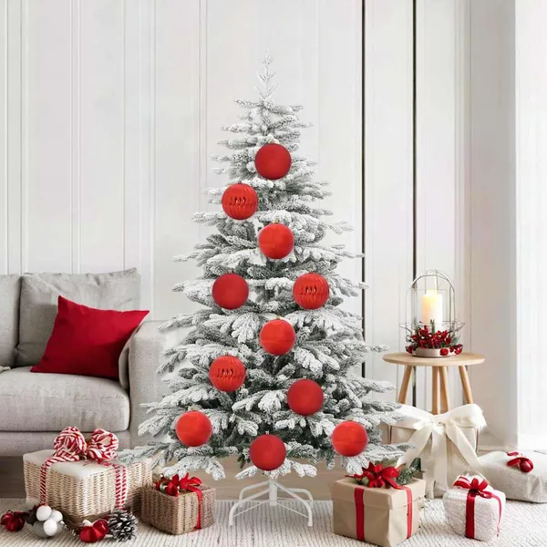 Ensemble de Boules de Noël XL 9 pcs Rouge Ø 15 cm Plastique LED