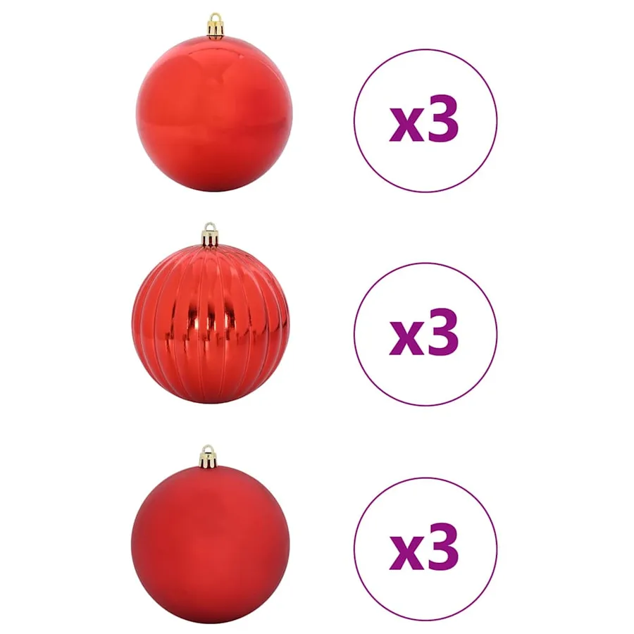 Ensemble de Boules de Noël XL 9 pcs Rouge Ø 15 cm Plastique LED - 3