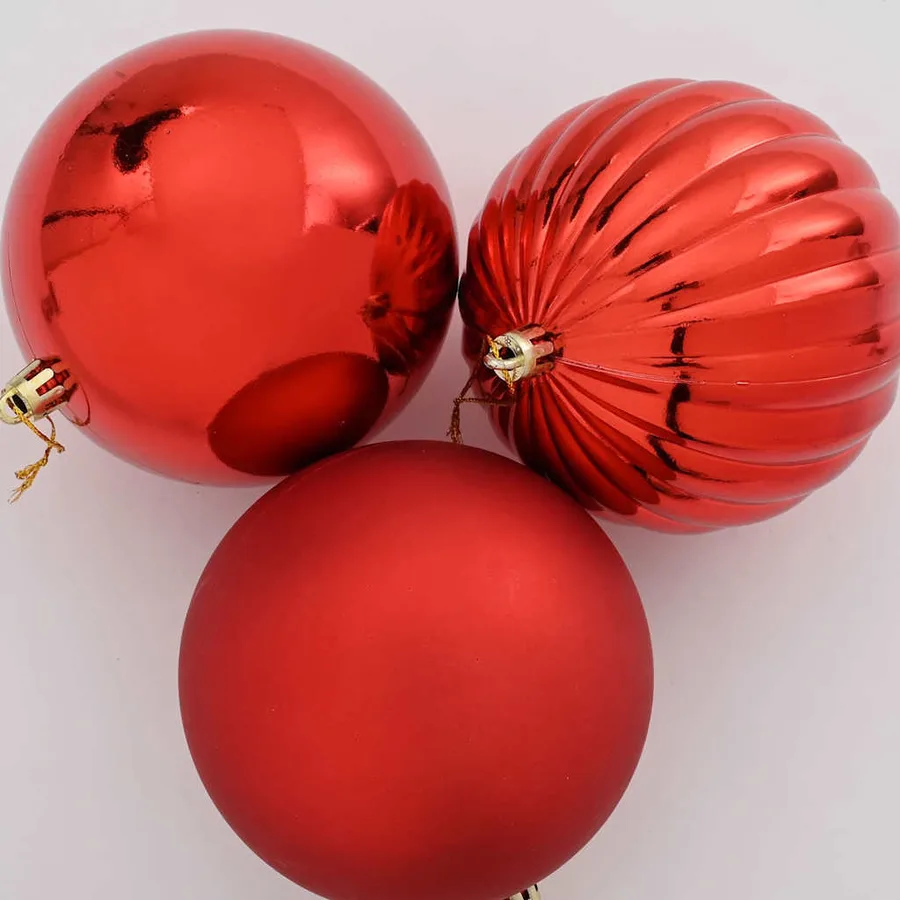 Ensemble de Boules de Noël XL 9 pcs Rouge Ø 15 cm Plastique LED - 4