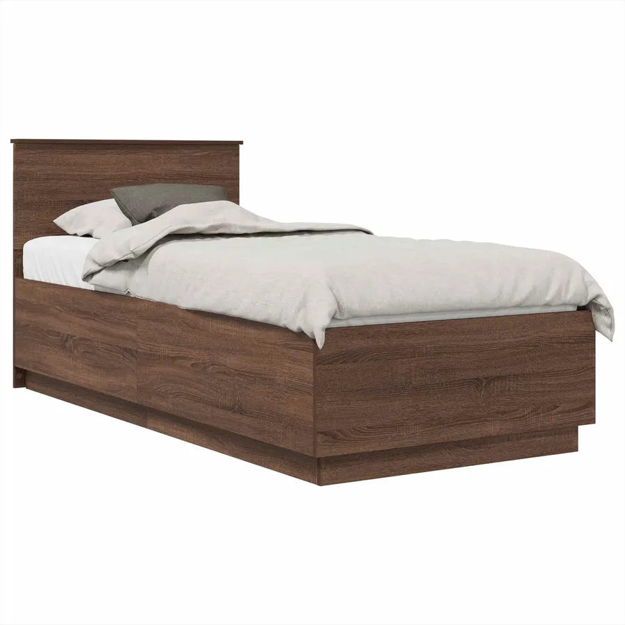Cadre de lit Chêne brun 70 x 190 cm Bois d'ingénierie - 2