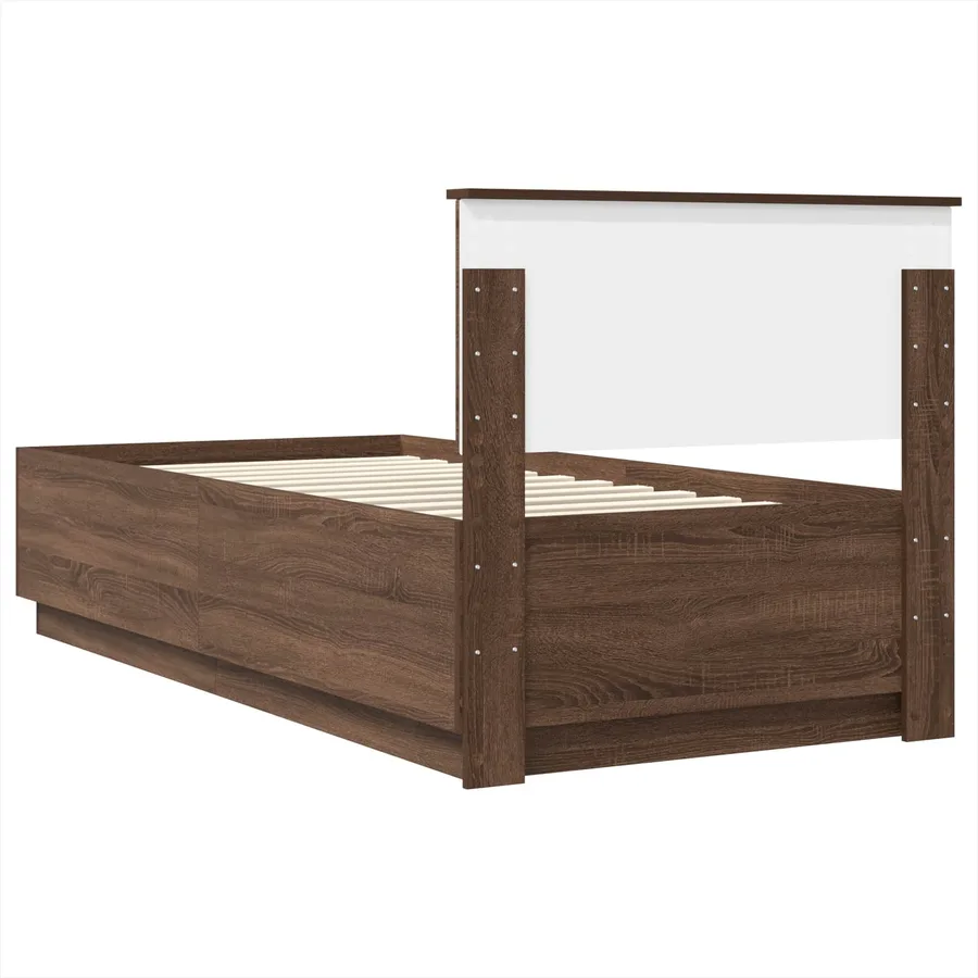 Cadre de lit Chêne brun 70 x 190 cm Bois d'ingénierie - 9