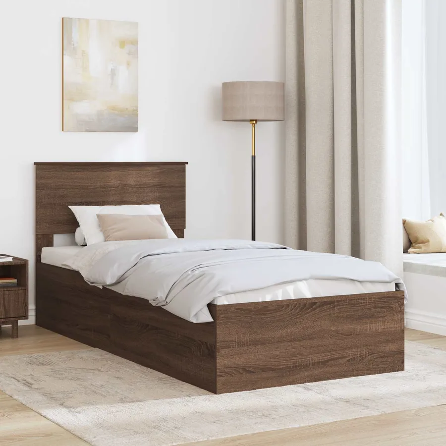 Cadre de lit Chêne brun 75 x 190 cm Bois d'ingénierie - 3