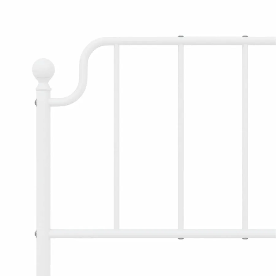 Cadre de lit métal sans matelas et pied de lit blanc 150x200 cm - 9