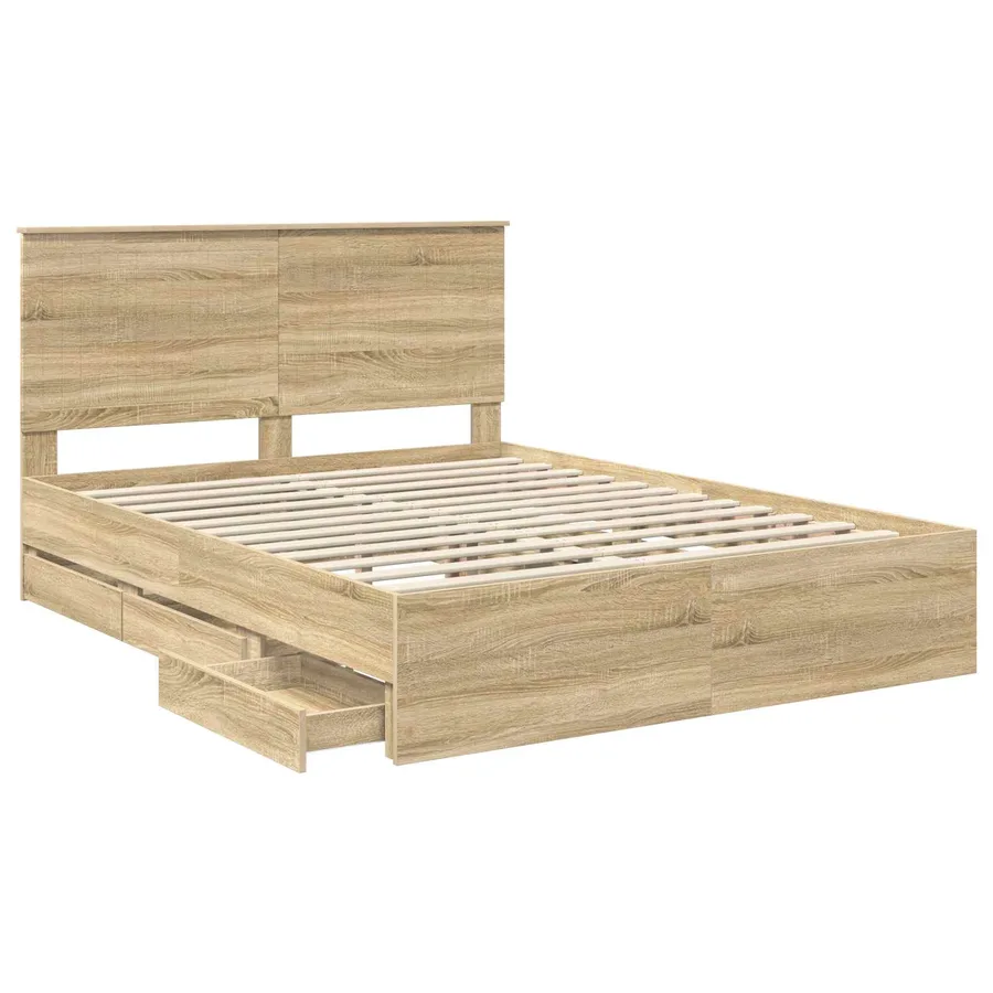 Cadre de lit Chêne Sonoma 150 x 200 cm Bois Ingénierie - 5