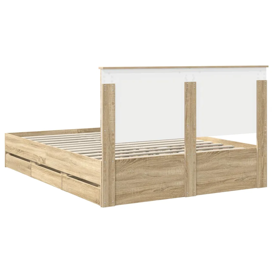 Cadre de lit Chêne Sonoma 150 x 200 cm Bois Ingénierie - 8