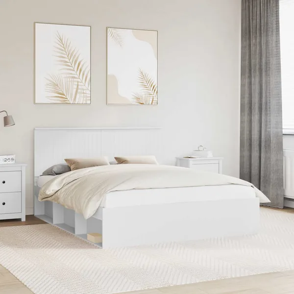 Cadre de lit Blanc 160 x 200 cm Bois de pin massif