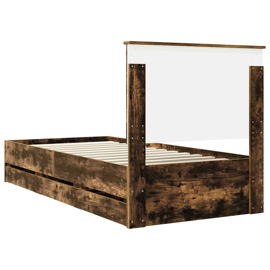 Cadre de lit avec tiroir Chêne fumé 75 x 190 cm Bois Ingénierie - 10