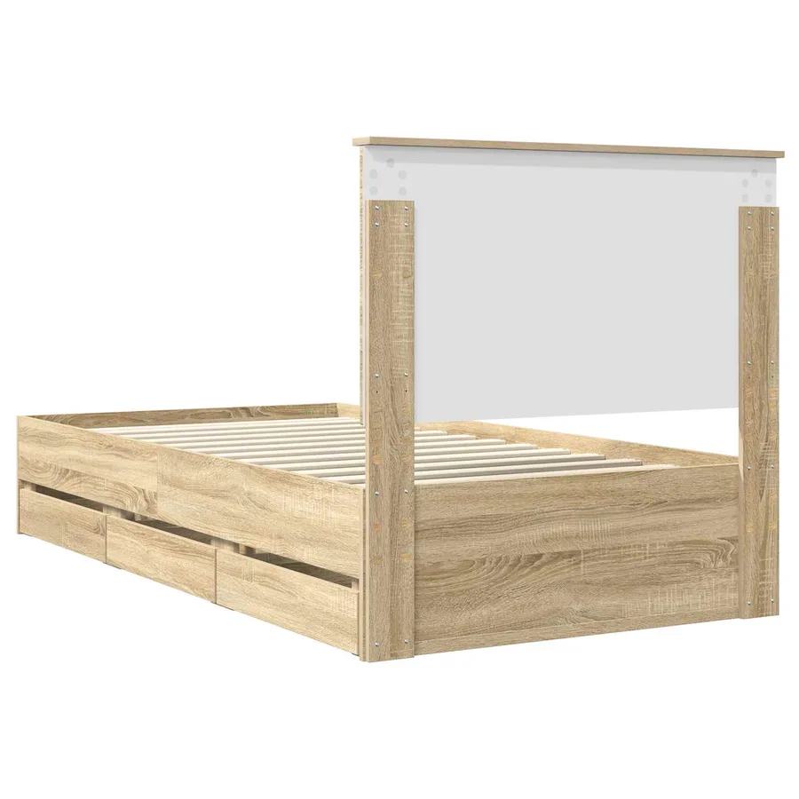 Cadre de lit Chêne Sonoma 100 x 200 cm Bois Ingénierie - 8