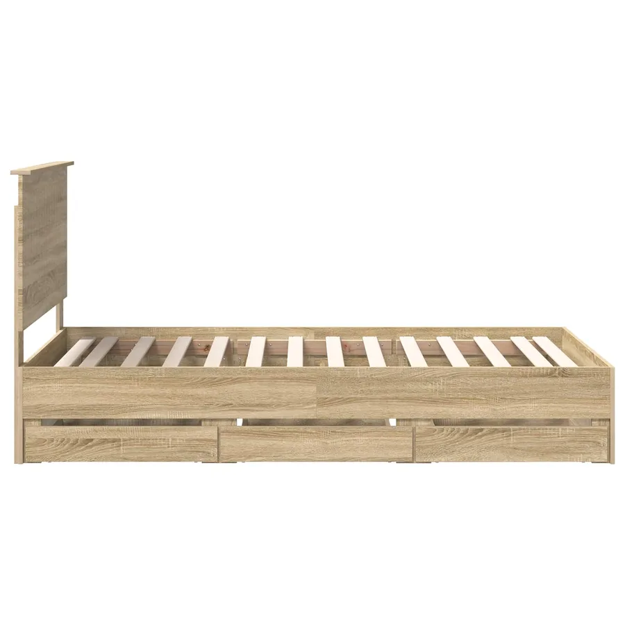 Cadre de lit Chêne Sonoma 100 x 200 cm Bois Ingénierie - 9