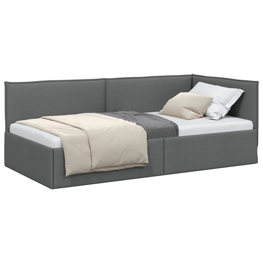 Cadre de lit d'angle Gris foncé 100 x 200 cm tissu - 2
