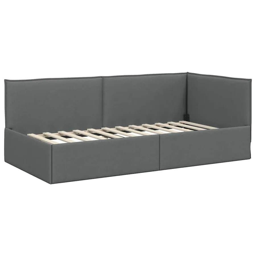 Cadre de lit d'angle Gris foncé 100 x 200 cm tissu - 4