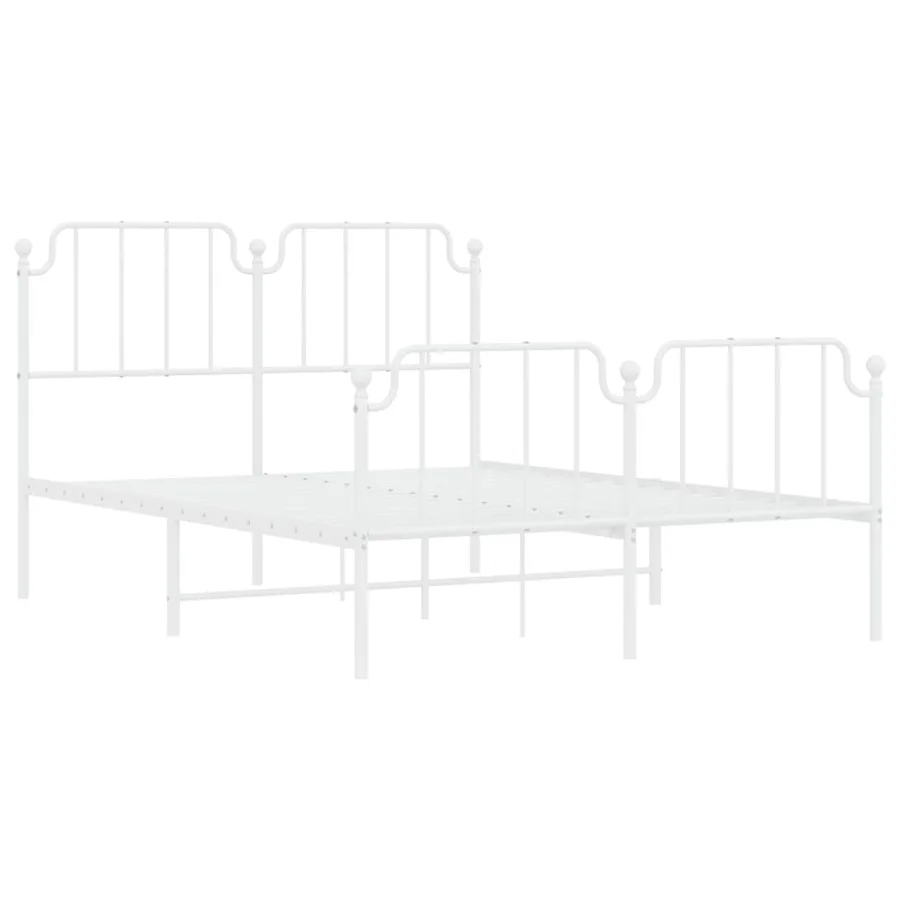 Cadre de lit métal sans matelas et pied de lit blanc 140x190 cm - 4
