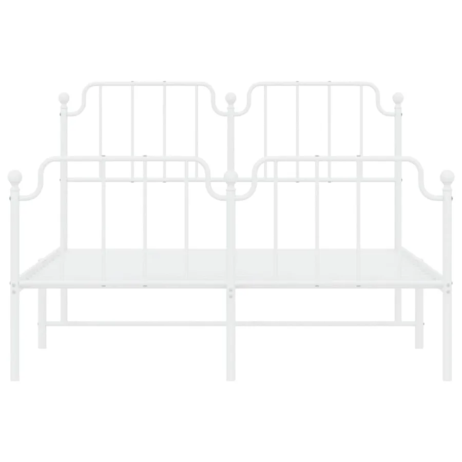 Cadre de lit métal sans matelas et pied de lit blanc 140x190 cm - 5