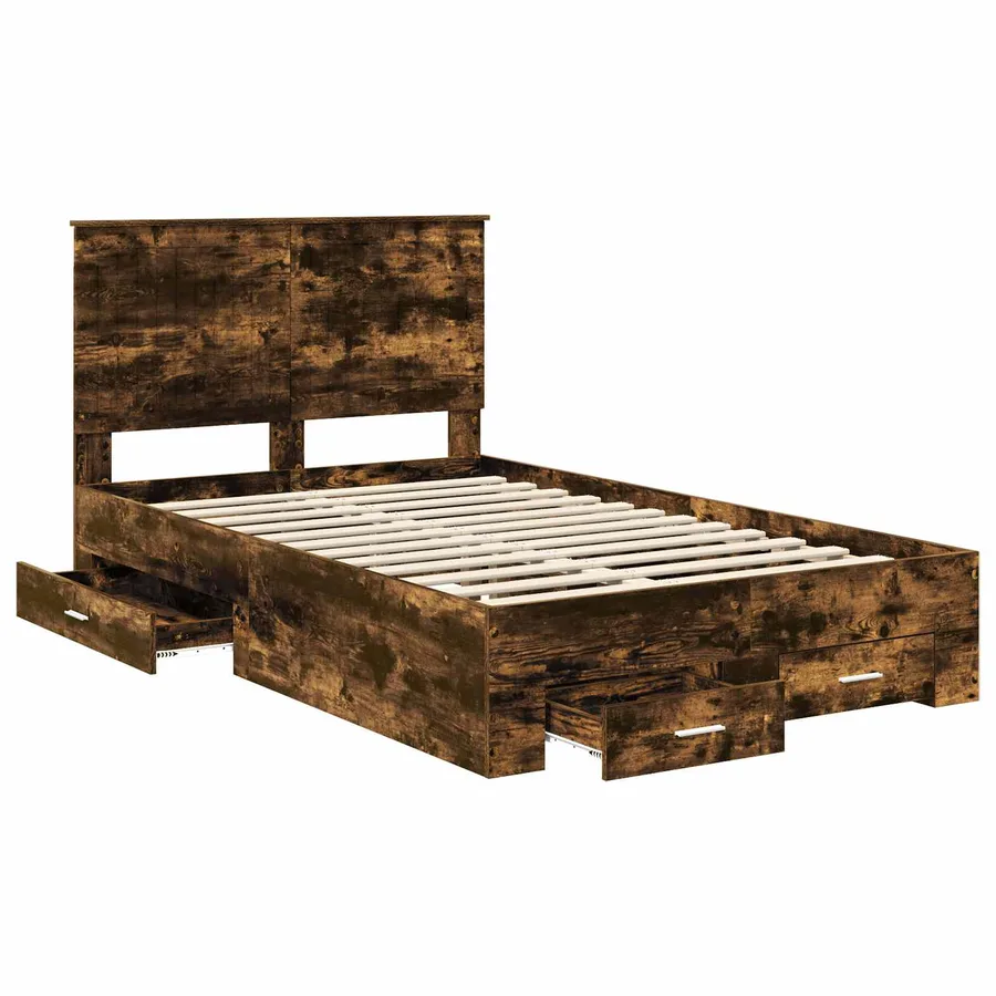 Cadre de lit Chêne fumé 120 x 200 cm Bois d'ingénierie - 5