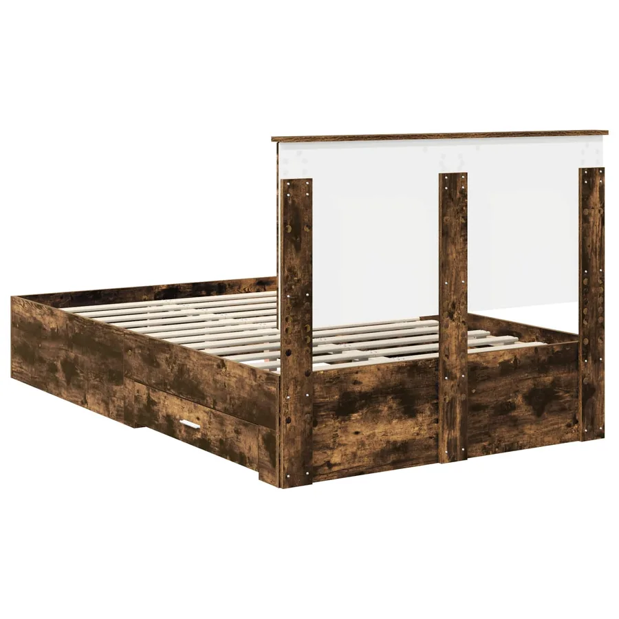 Cadre de lit Chêne fumé 120 x 200 cm Bois d'ingénierie - 8