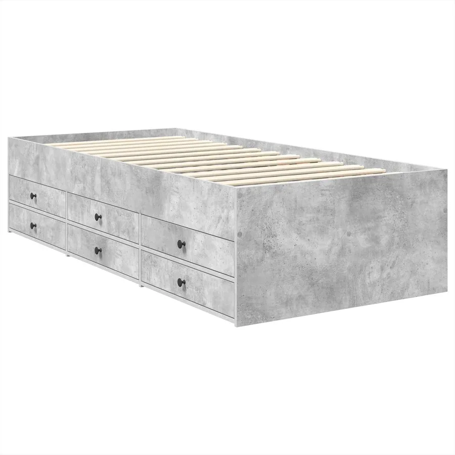 Lit d'appoint Gris béton et noir 90 x 190 cm Bois d'ingénierie - 6