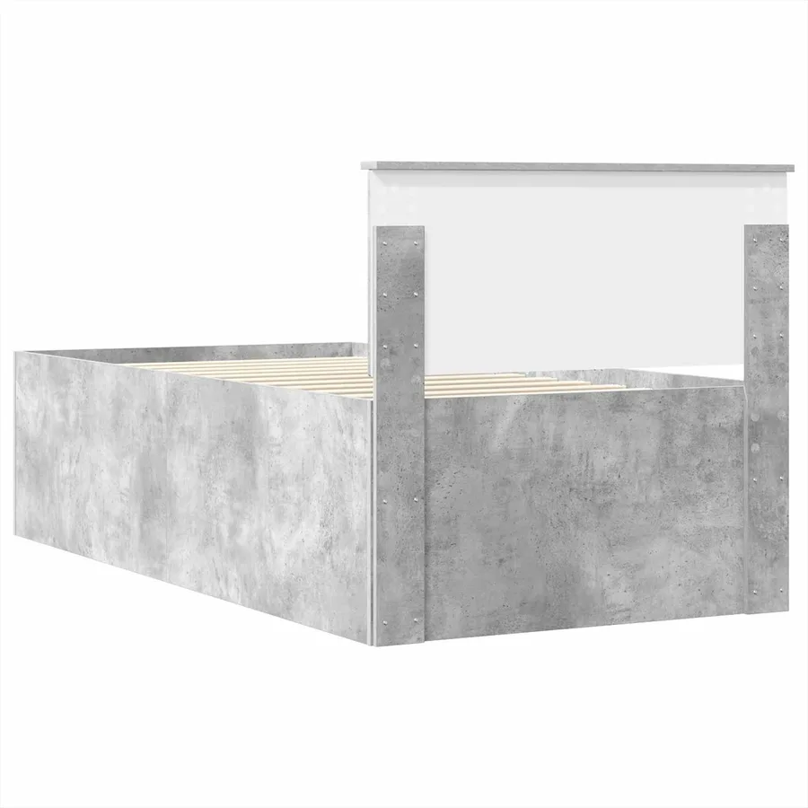 Lit d'appoint Gris béton et noir 90 x 190 cm Bois d'ingénierie - 8