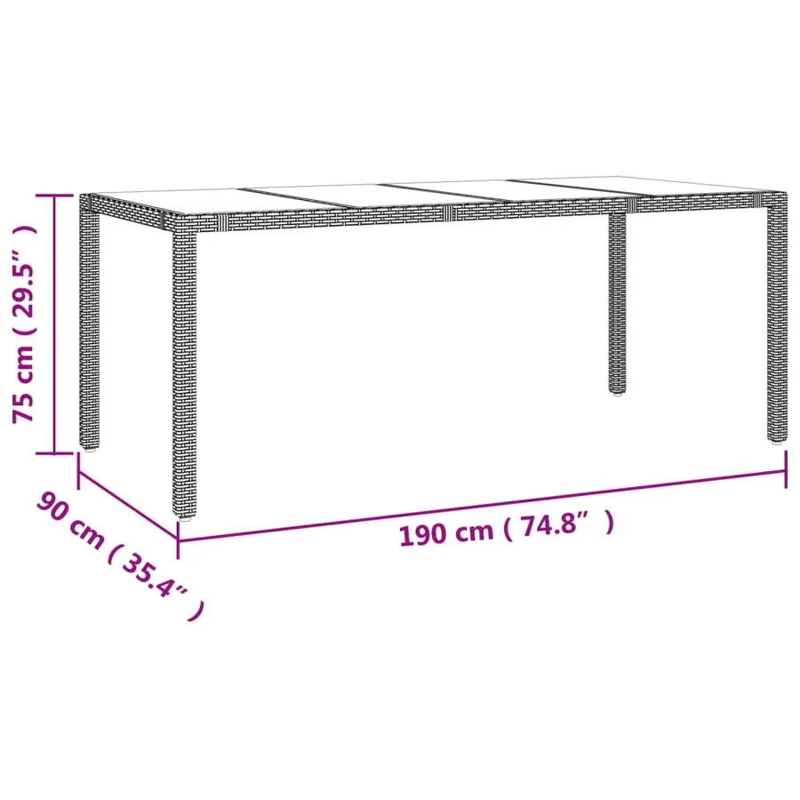 Ensemble à manger de jardin et coussins 9 pcs beige Poly rotin - 6