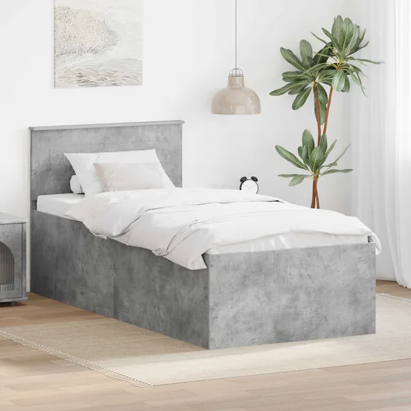 Cadre de lit Gris béton 90 x 200 cm Bois d'ingénierie