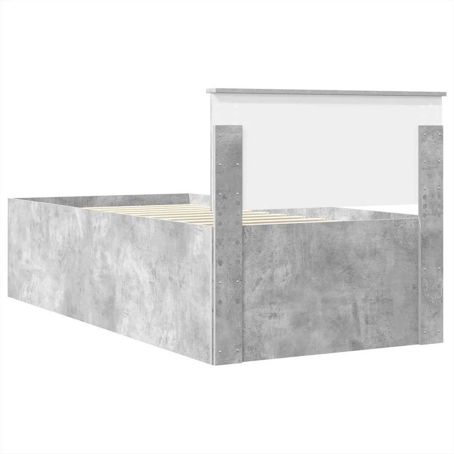 Cadre de lit Gris béton 90 x 200 cm Bois d'ingénierie - 9