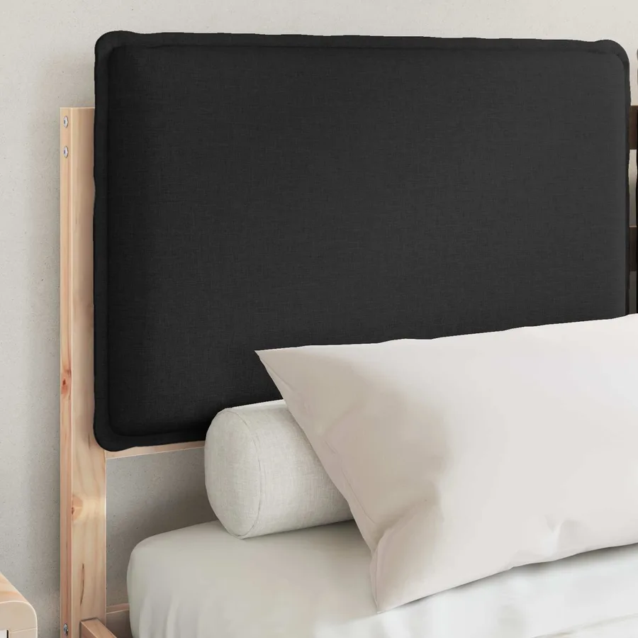Cadre de lit avec tête de lit rembourrée Noir 140 x 190 cm - 3
